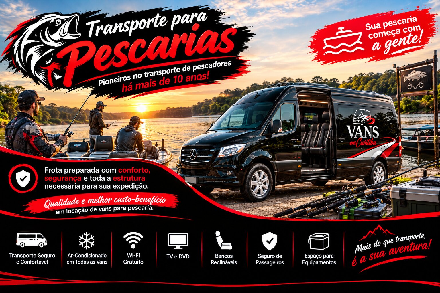 Transporte de Vans para Pescaria em Curitiba